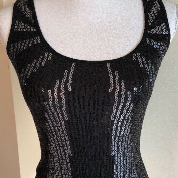 Express Tops - Express Women's Size XS Black Sequin Tank Top Ribbed Shirt Top Sleeveless Shirt